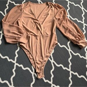 Chic Tan Long Sleeve Bodysuit